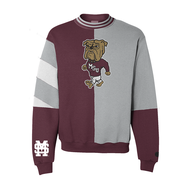 Sudadera vintage con cuello redondo dividido de los Mississippi State Bulldogs
