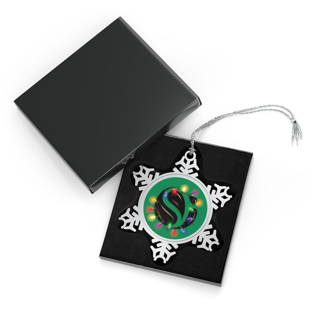 Holiday Lights Pewter Snowflake Ornament