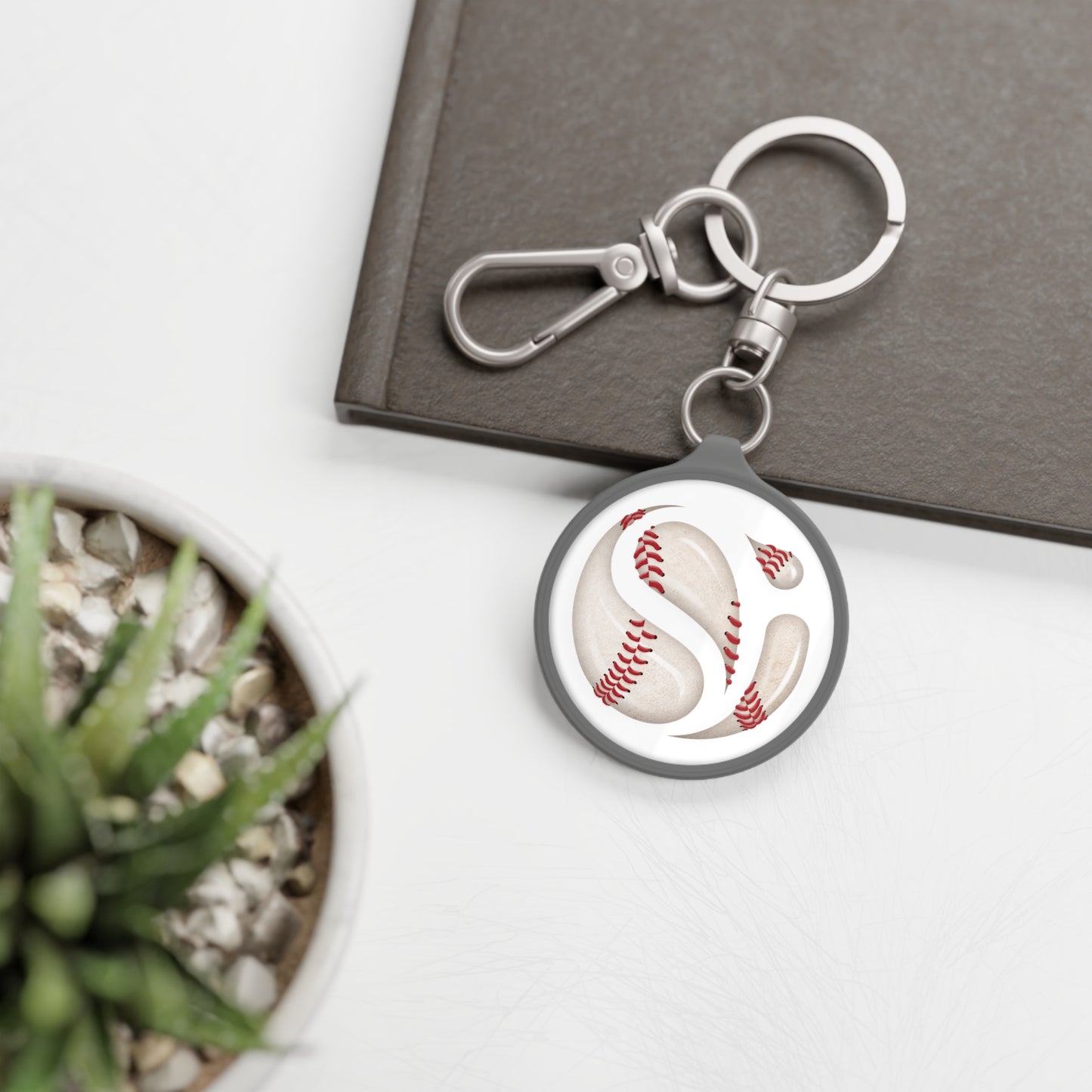 Baseball Keyring Tag