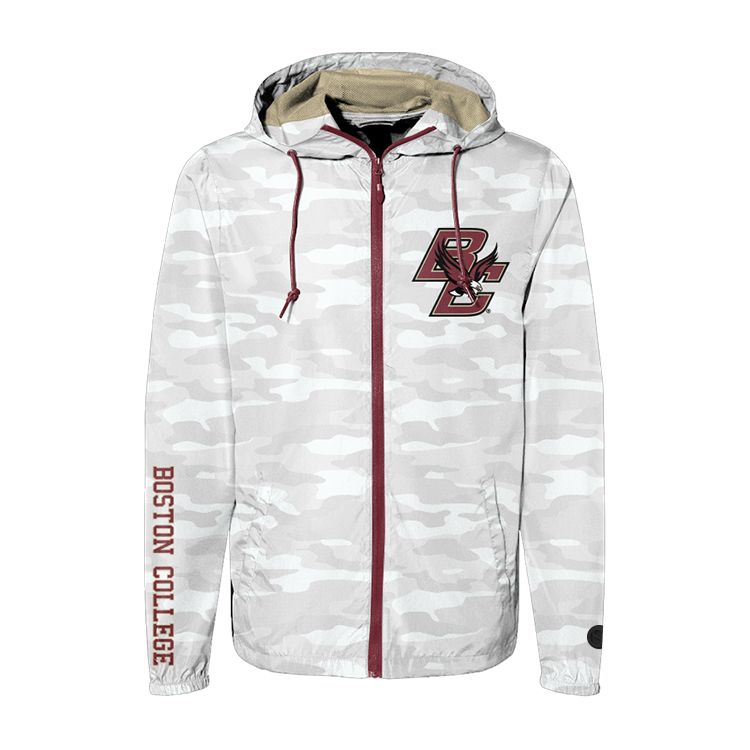 White; camouflage Boston College Eagles Hooded Jacket - Official NCAA Licensed Collegiate Apparel