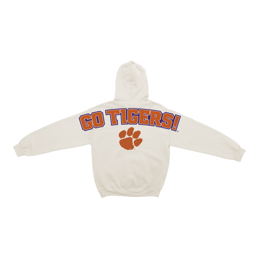 Clemson Tigers Bone Chenille Pullover Hoodie
