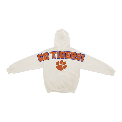 Clemson Tigers Bone Chenille Pullover Hoodie