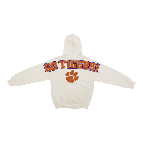 Clemson Tigers Bone Chenille Pullover Hoodie
