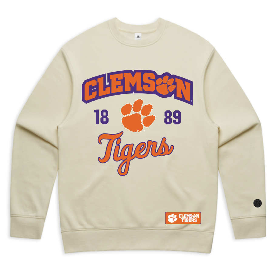 Bone Clemson Tigers Crewneck - Official NCAA Licensed Collegiate Apparel