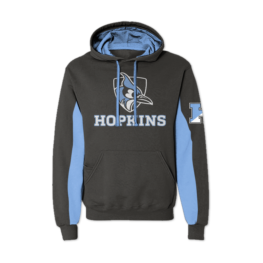Johns Hopkins Blue Jays AOP Chenille Pullover Hoodie.