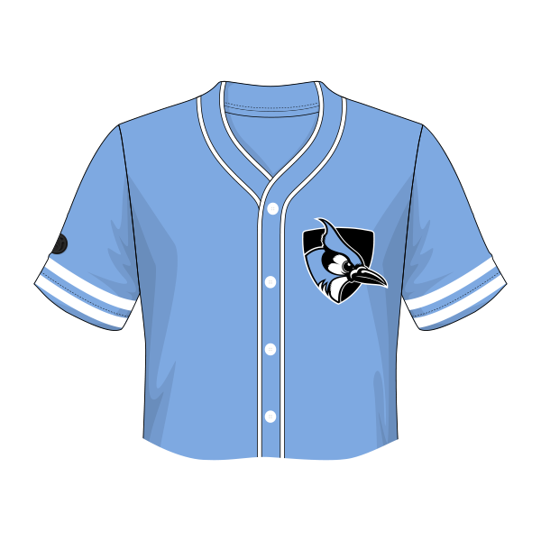 Johns Hopkins Blue Jays Fashion Cropped Baseball Jersey.