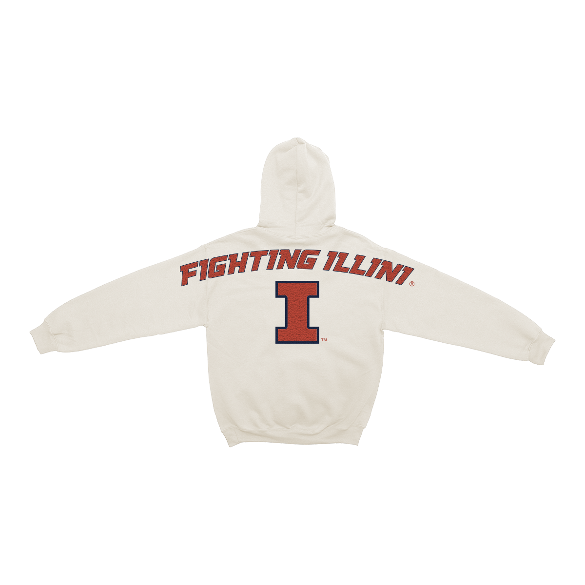 Fighting Illini Bone Chenille Pullover Hoodie.