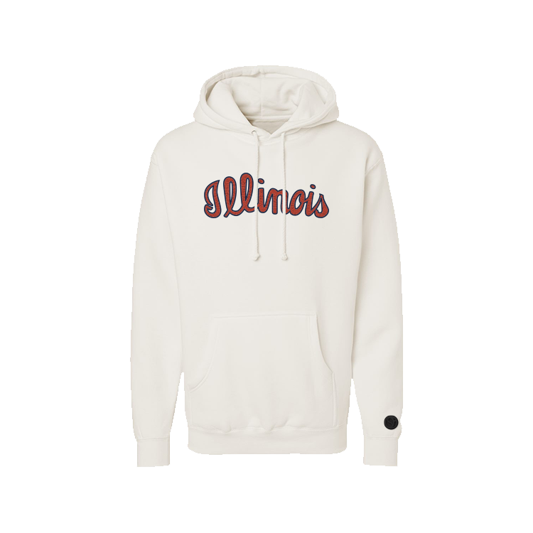Fighting Illini Bone Chenille Pullover Hoodie.