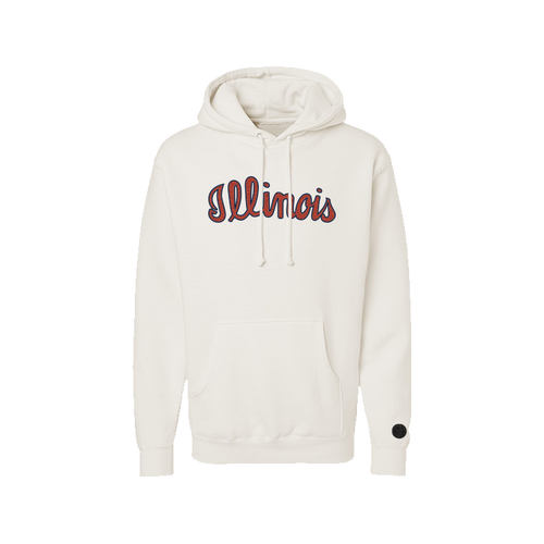 Fighting Illini Bone Chenille Pullover Hoodie.
