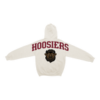 Indiana Hoosiers Chenille Mascot Hoodie in white view from the back. 