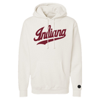Indiana Hoosiers Chenille Mascot Hoodie in white view from the from. 