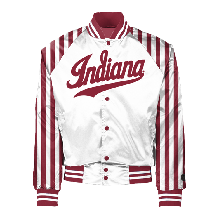 Striped; red; white Indiana Hoosiers Coach Jacket - Official NCAA Licensed Collegiate Apparel