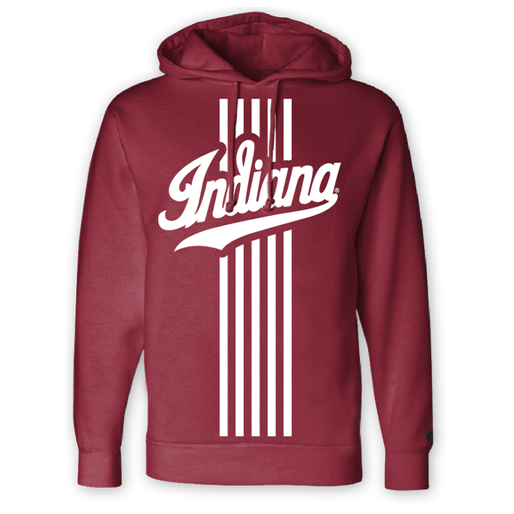 Indiana Hoosiers Corduroy maroon hoodie front view. 