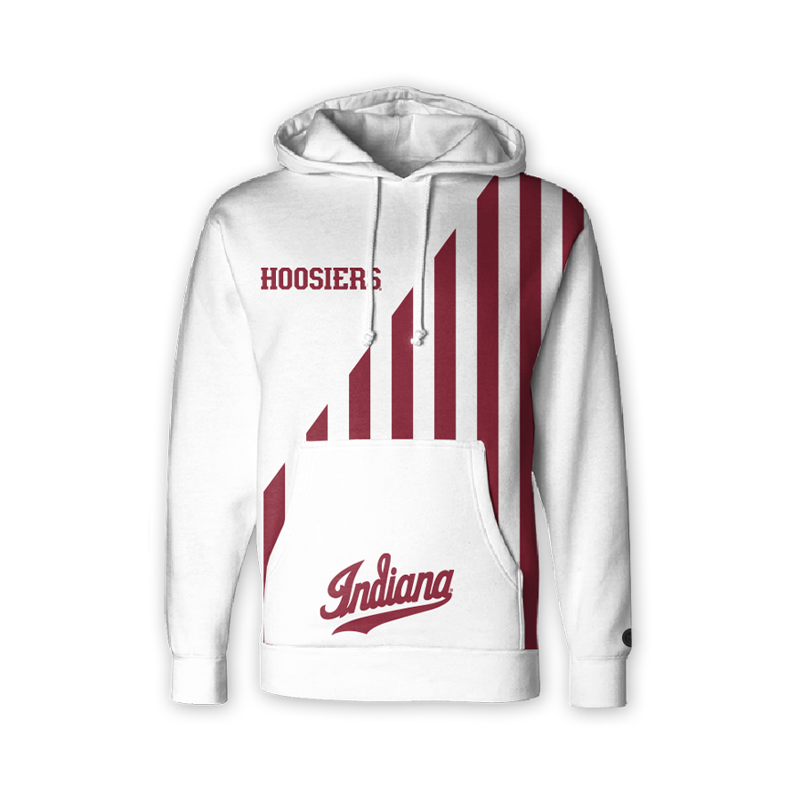 Indiana Hoosiers candy stripe hoodie – front view. 