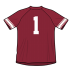 Indiana Hoosiers fashion football jersey in red with number 1 in white back view. 