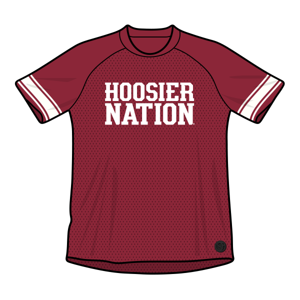 Indiana Hoosiers fashion football jersey with 'Hoosier Nation' text front view. 