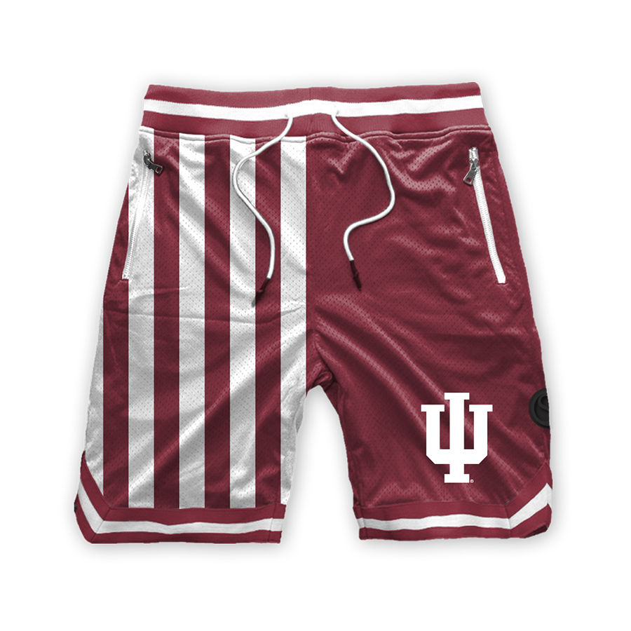 Pantalones cortos de malla de poliéster de los Indiana Hoosiers - Raya de caramelo