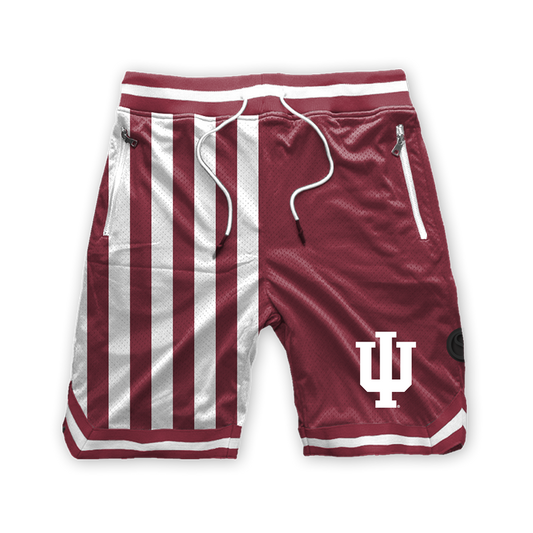 Pantalones cortos de malla de poliéster de los Indiana Hoosiers - Raya de caramelo