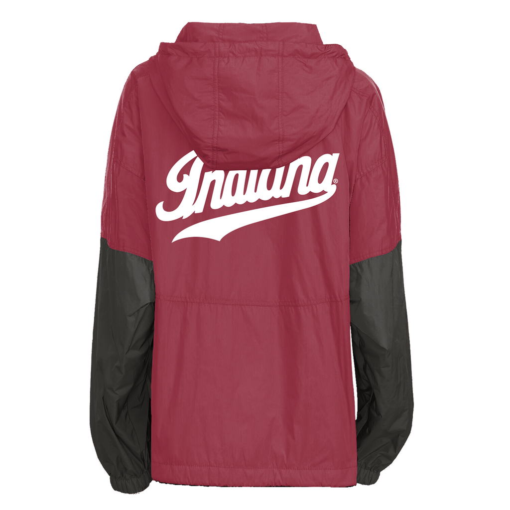 Red and black vintage style Indianna Hoosiers wind breaker jacket with 'Innova' logo on the back. 