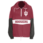 Red and black vintage style Indianna Hoosiers jacket with 'Hoosiers' on the left chess patch. 