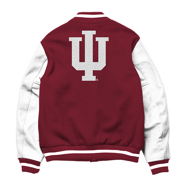 Chaqueta universitaria de los Indiana Hoosiers con forro de rayas de caramelo