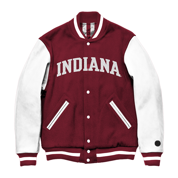 White; striped; red Indiana Hoosiers Varsity Jacket - Official NCAA Licensed Collegiate Apparel