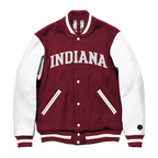 White; striped; red Indiana Hoosiers Varsity Jacket - Official NCAA Licensed Collegiate Apparel
