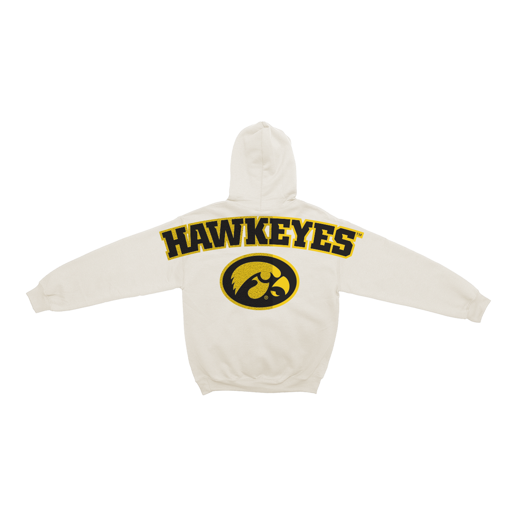 Iowa Hawkeyes Bone Chenille Pullover Hoodie