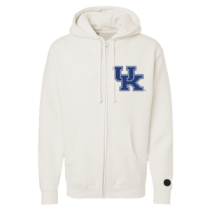 Chaqueta con cremallera de chenilla color hueso de los Kentucky Wildcats