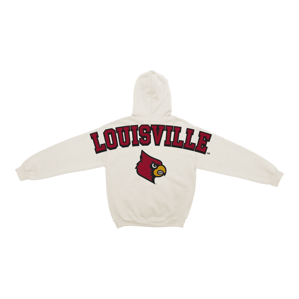 Louisville Cardinals Bone Chenille Pullover Hoodie