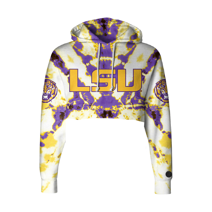 LSU Tigers Cropped Tie Dye Hoodie
