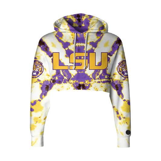 LSU Tigers Cropped Tie Dye Hoodie