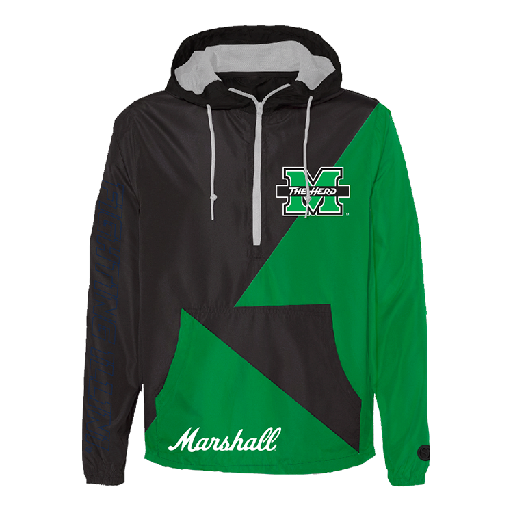 Geometric; green Marshall Thundering Herd Windbreaker - Official NCAA Licensed Collegiate Apparel