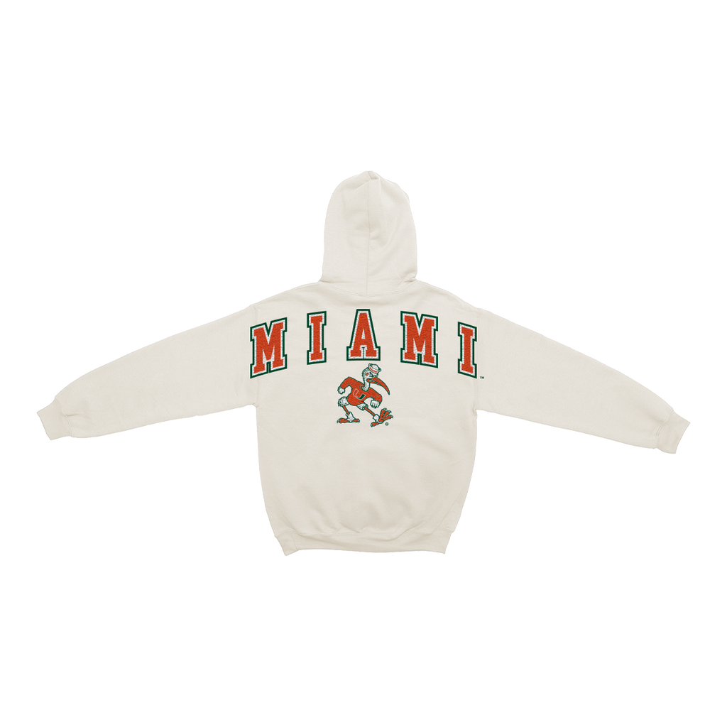 Miami Hurricanes Bone Chenille Pullover Hoodie