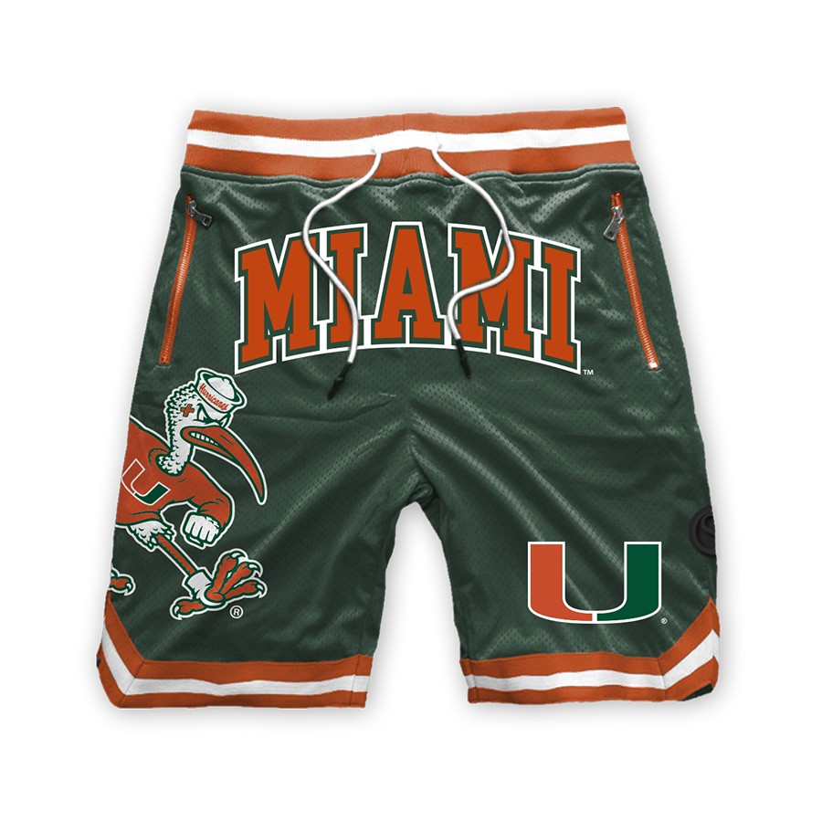 Pantalones cortos de malla de poliéster de los Miami Hurricanes