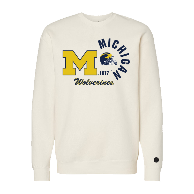 White Michigan Wolverines Crewneck - Official NCAA Licensed Collegiate Apparel