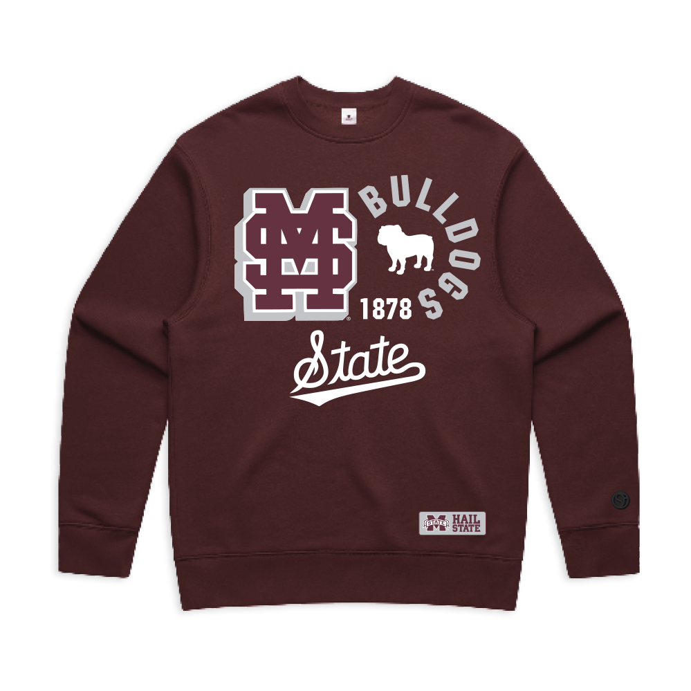 Maroon Mississippi State Bulldogs Crewneck - Official NCAA Licensed Collegiate Apparel