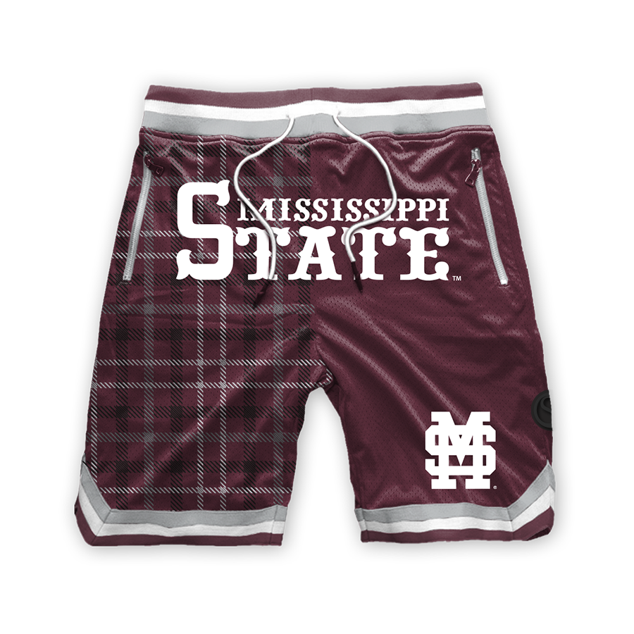 Pantalones cortos vintage de malla de poliéster de los Mississippi State Bulldogs