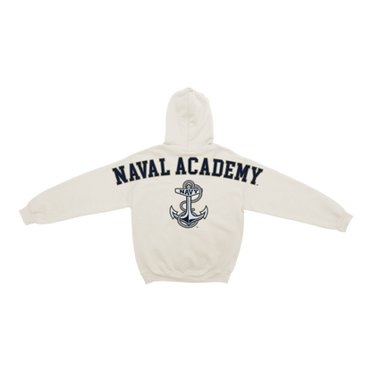 Sudadera con capucha de chenilla de hueso de los guardiamarinas de la Armada