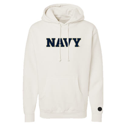Sudadera con capucha de chenilla de hueso de los guardiamarinas de la Armada