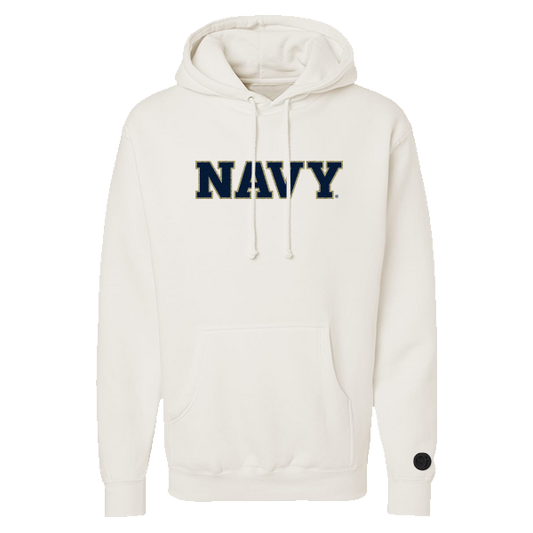 Sudadera con capucha de chenilla de hueso de los guardiamarinas de la Armada