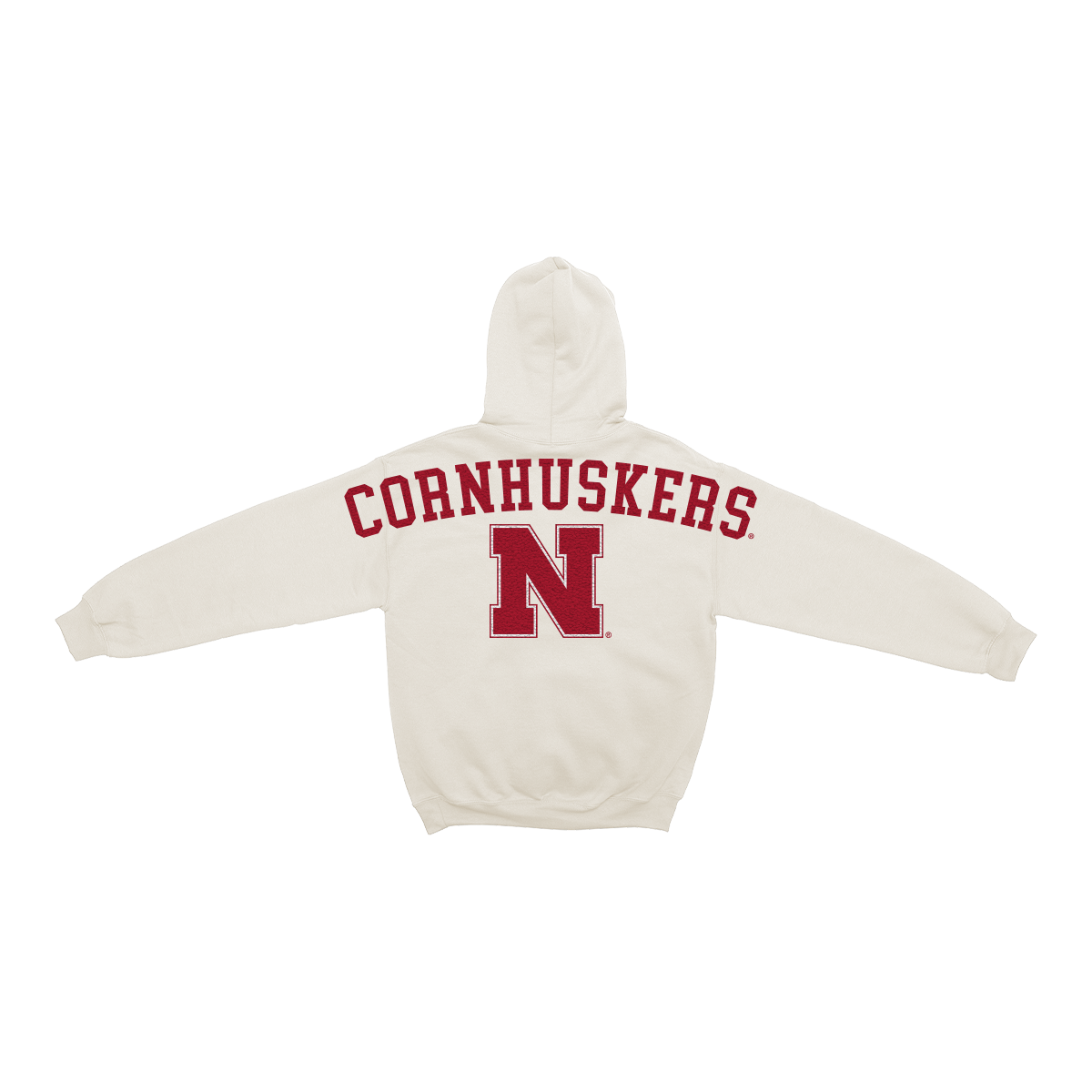Nebraska Cornhuskers Bone Chenille Pullover Hoodie.