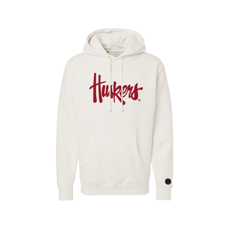 Nebraska Cornhuskers Bone Chenille Pullover Hoodie.