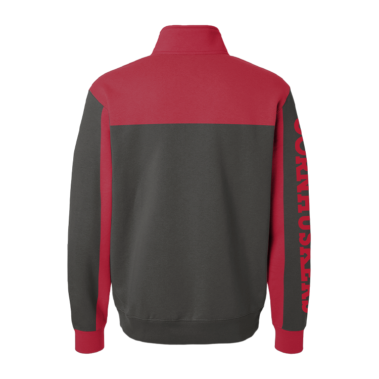 Nebraska Cornhuskers Color Block Quarter Zip Sweatshirt.
