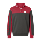 Nebraska Cornhuskers Color Block Quarter Zip Sweatshirt.