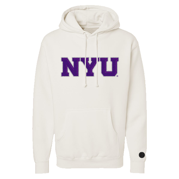New York University Violets Bone Chenille Pullover Hoodie