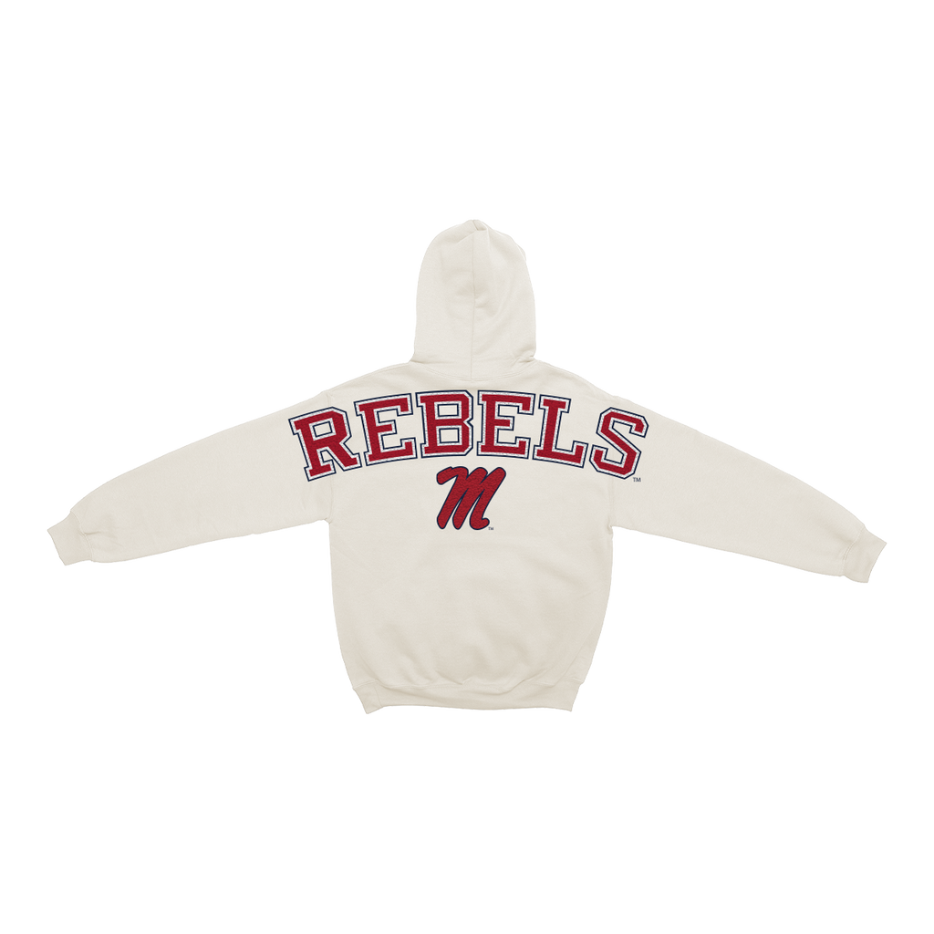 Ole Miss Rebels Bone Chenille Pullover Hoodie