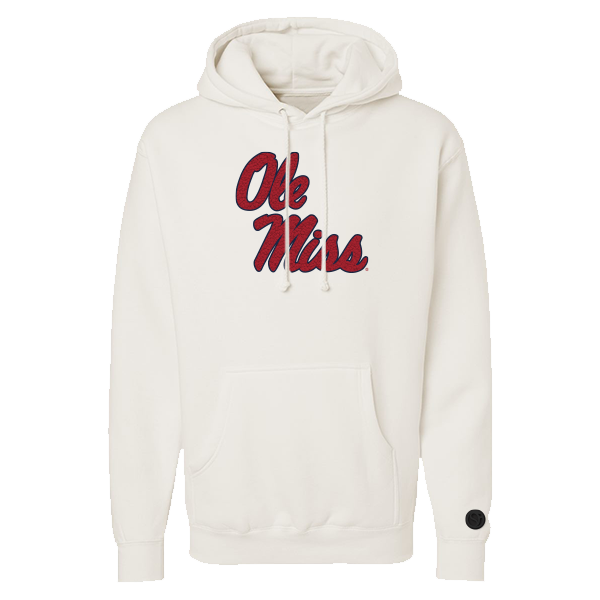 Ole Miss Rebels Bone Chenille Pullover Hoodie