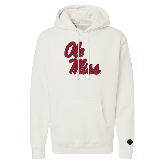 Ole Miss Rebels Bone Chenille Pullover Hoodie