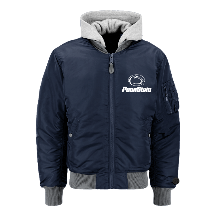 Navy; white Penn State Nittany Lions Hooded Jacket - Official NCAA Licensed Collegiate Apparel